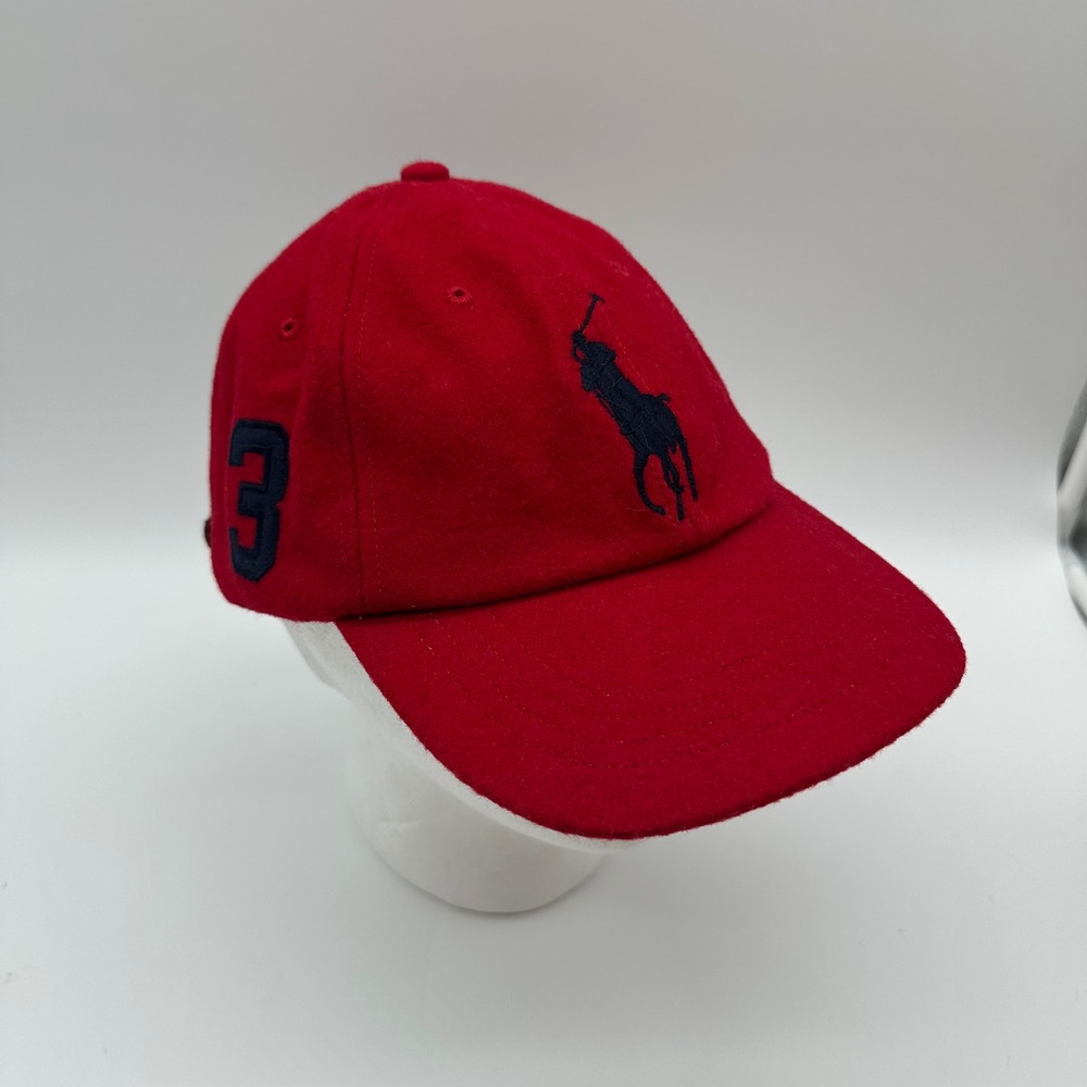 VTG Polo Ralph Lauren Big Pony Wool Adjustable Hat #3 Polo Red One Size Leather